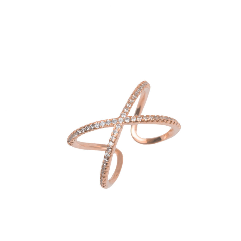 14k Plated X Cross Ring