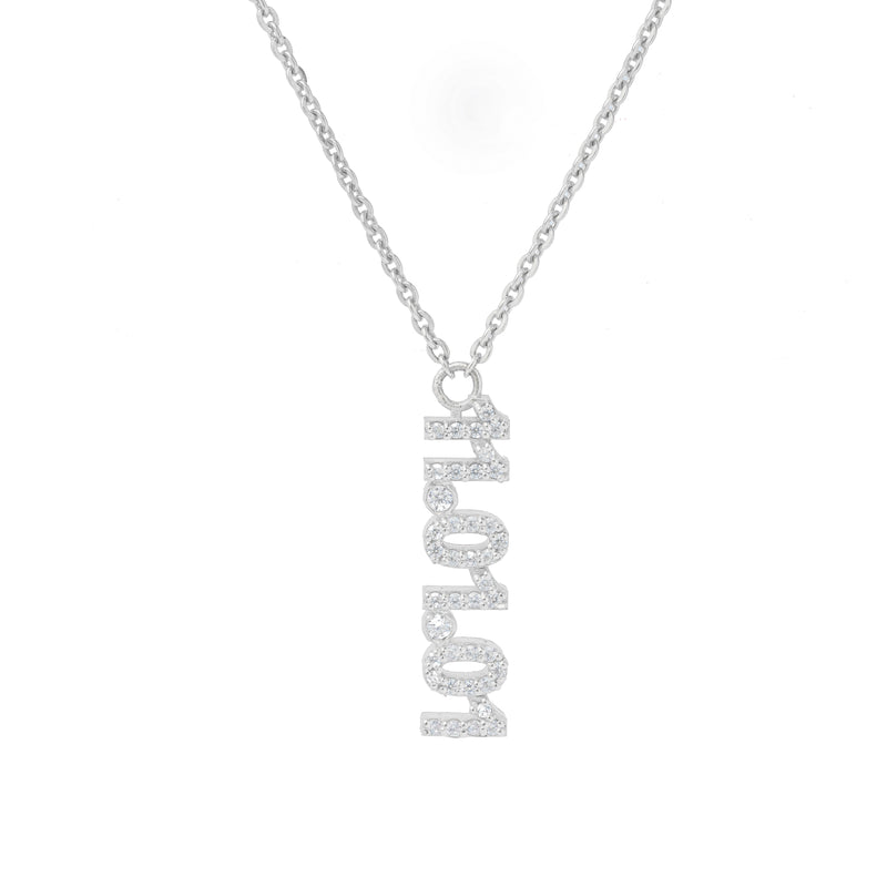 925 Silver Downward Date Stone Necklace