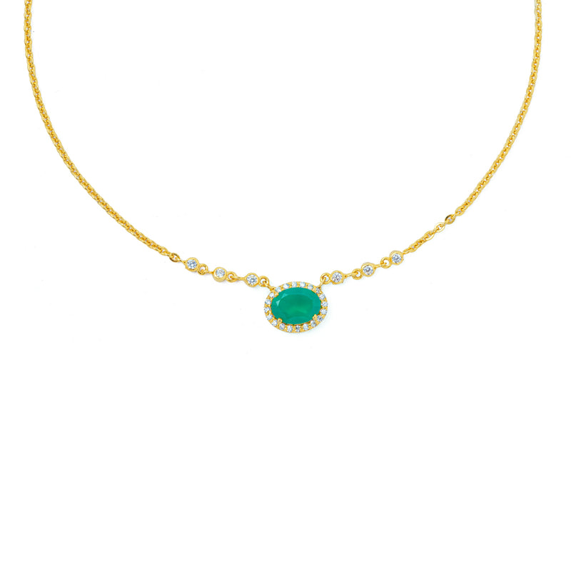 14k Plated Green Pavè Stone Necklace