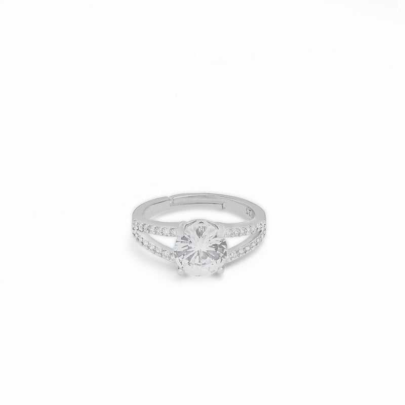 925 Silver Adjustable Solitaire Double Band Ring