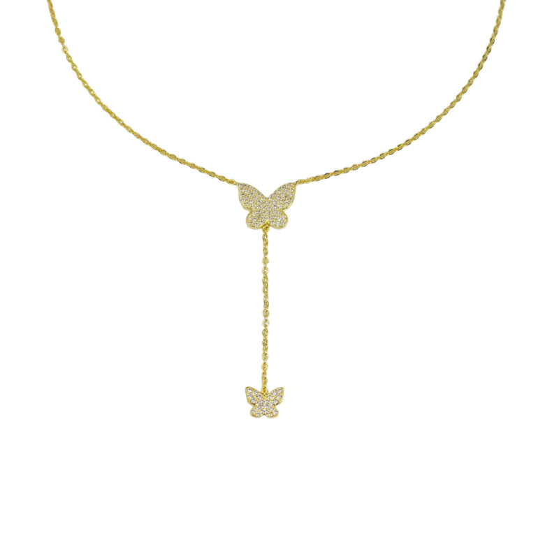 Buy 14k Plated Double Butterfly Lariat Necklace 