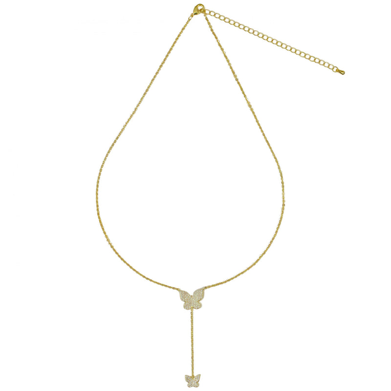 14k Plated Double Butterfly Lariat