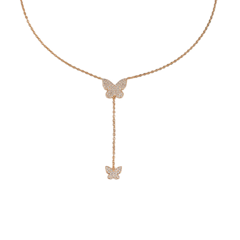 14k Plated Double Butterfly Lariat