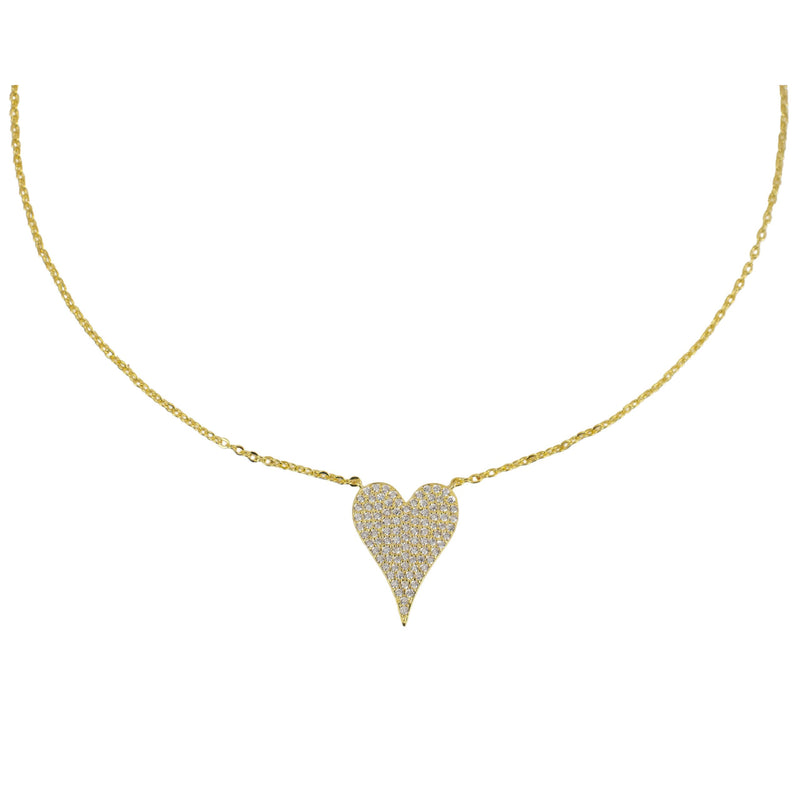 14k Plated CZ Large Heart Necklace