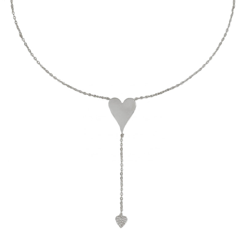 buy 14k Silver plated Double Heart Lariat 