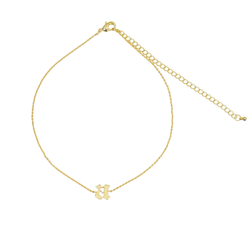 14k Plated Gothic Initial Choker