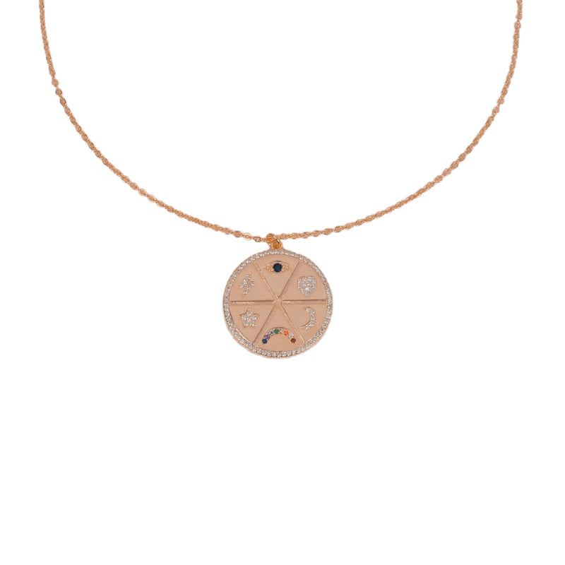 14k Plated Happy Charms Coin Necklace