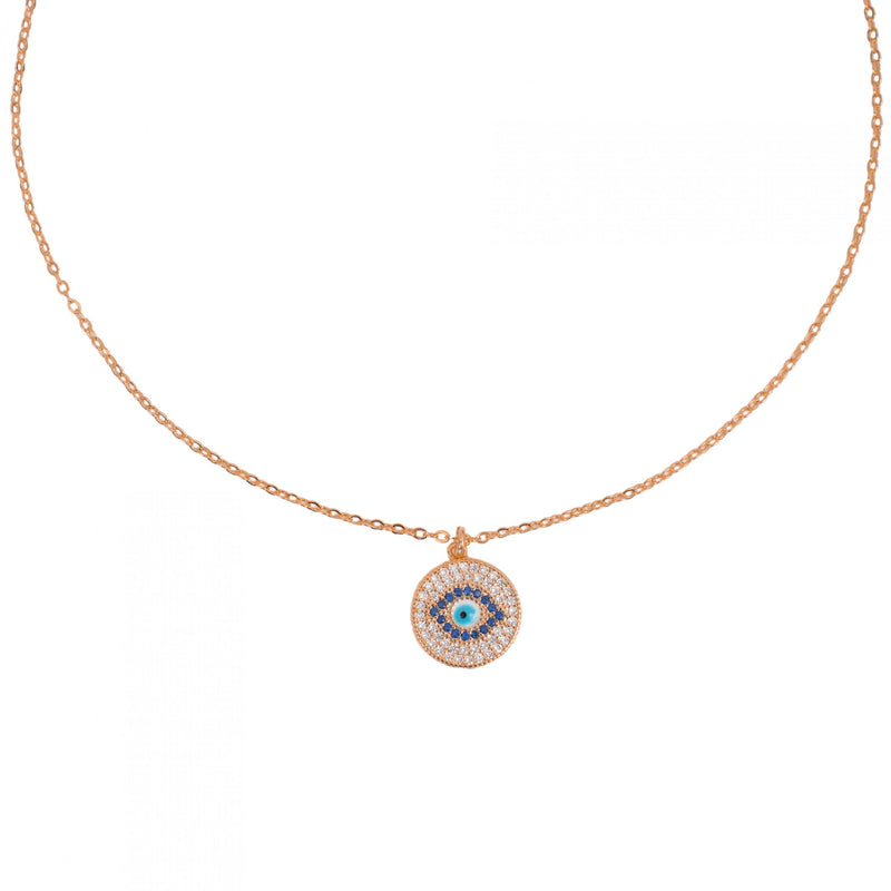 Buy 14k plated Blue disc Evil Eye Necklace at best price