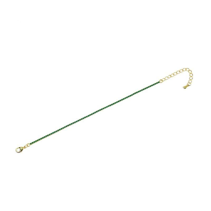 14k Plated Green Tennis Bracelet