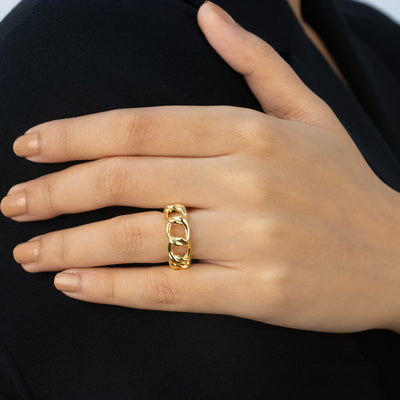 14k plated gold chain link ring designs