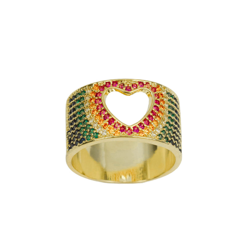 Rainbow Heart Cut-Out Ring