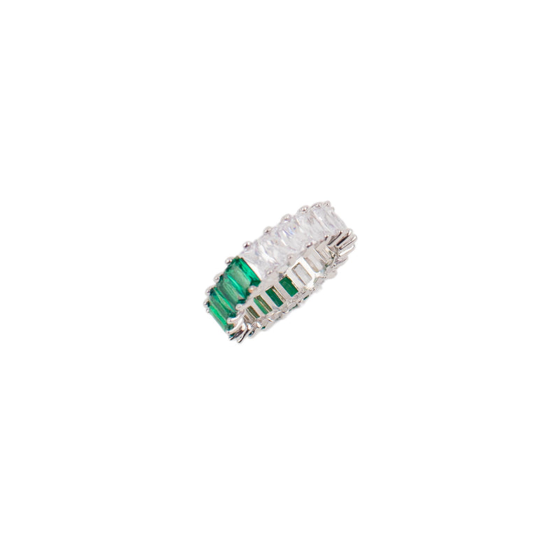 Buy 14k Plated Dual Green/White Baguette Ring