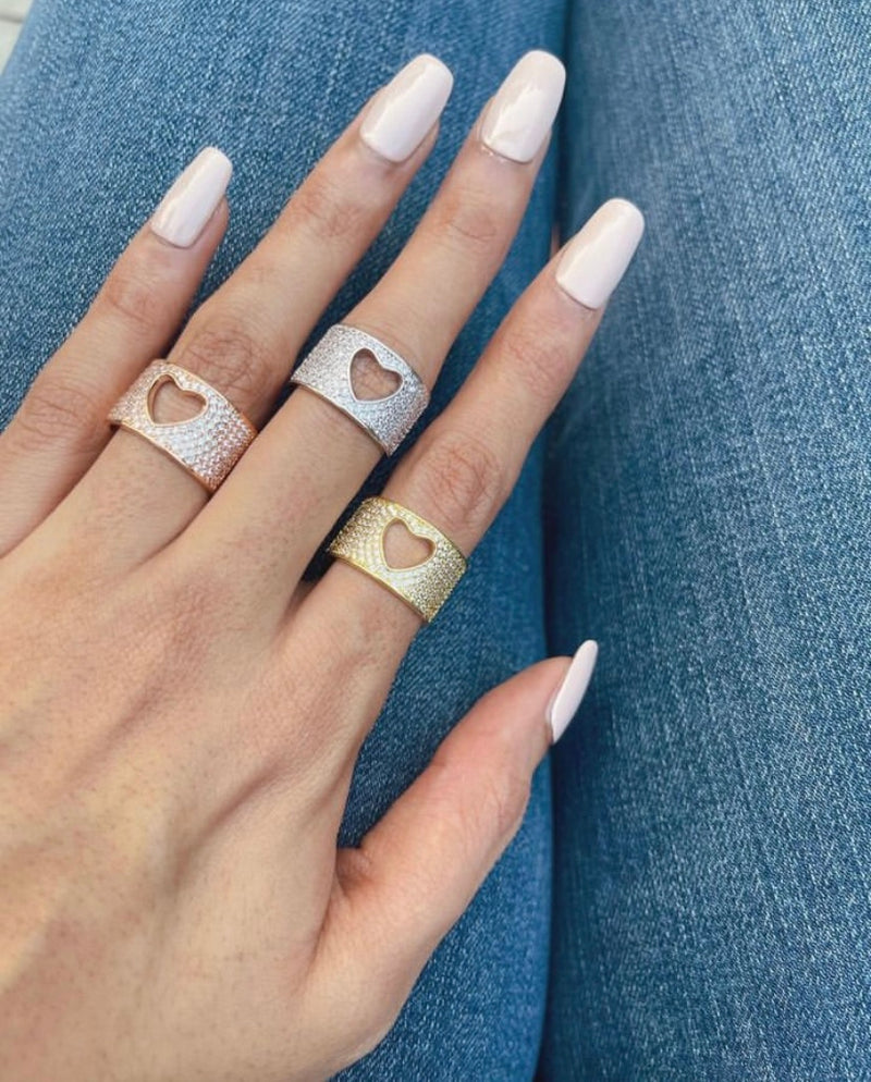 14k Plated Heart Cut-Out Ring